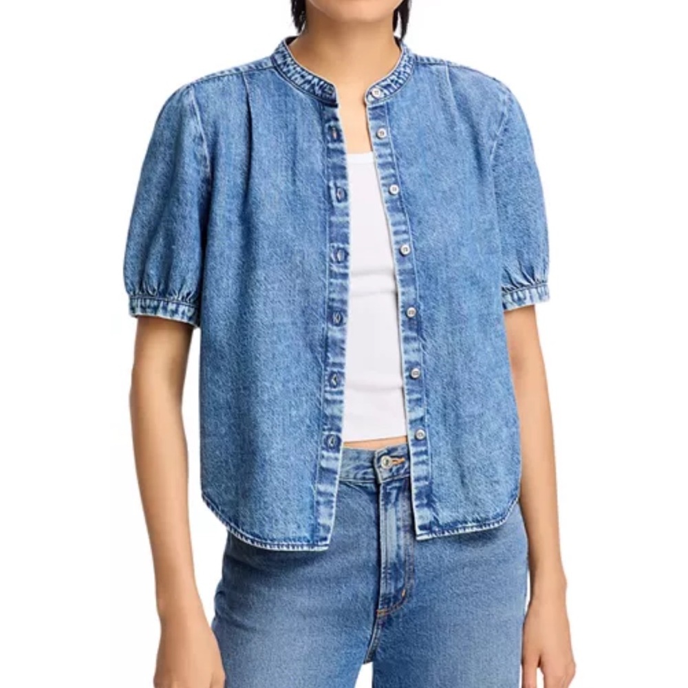 rag & bone Denim Blue Short Sleeve Button Down